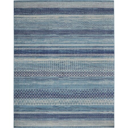 Palacedesigns 7 x 10 ft. Navy Blue Ornate Stripes Area Rug PA2627658